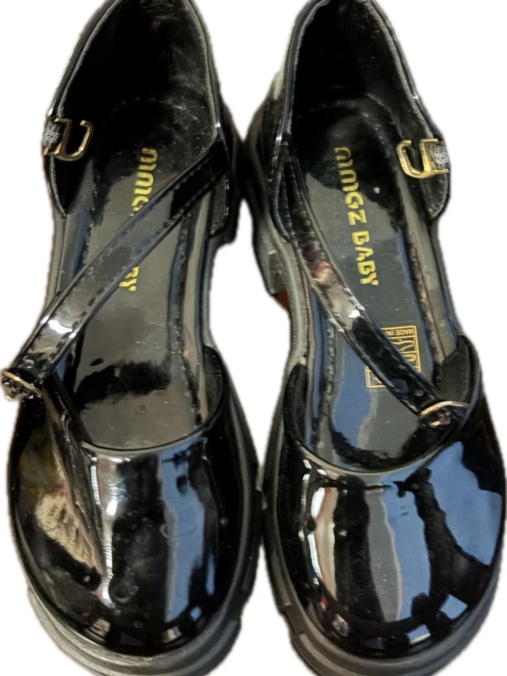 GBZ BABY Black Patent Chunky Mary Jane Shoes